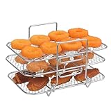 SHUOMAO Air Fryer Rack for Ninja, 3 Layers 304 Stainless Steel Grill Cooking Rack,Air Fryer Accessories for Ninja Foodi AF300UK,AF400UK,Salter/Instant/Tower/EMtronics Dual Zone Air Fryer