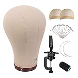 MapofBeauty 21 Inch Wig Head Cork Canvas Block Head for Making Wigs Mannequin Head With Stand Head Pins (Brown)