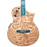 Lindo Earth Slim Body Electro Acoustic Guitar | Figured Tamo Ash and Flatsawn Zebrano | BS3M Blend Preamp/Tuner with Dual Jack/XLR Output | Solid Maple Teal Fretboard and Bridge (Nylon Strings)
