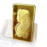 Suisse Lady Fortuna Gold Bar, Simulated Gold Plated Dollar Gold Bullion for Paperweight Movie Prop Novelty Gift