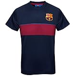 FC Barcelona Official Gift Mens Poly T-Shirt Navy Stripe Small