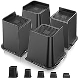 USION Bed Risers 6 inch Heavy Duty Furniture Risers, Up to 6000 Lbs L shaped Bed Lifts Blocks for Sofa Table Couch Desk Bookshelf (Black, 6IN-4PCS)