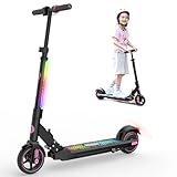 EVERCROSS EV06C Electric Scooter, 6.5'' Foldable Electric Scooters for Kids Ages 6-12, Up to 15 KM/H & 8 KM, LED Display, Colorful LED Lights, Lightweight Kids E Scooter