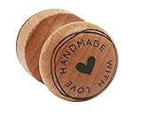 Rayher Wood Mounted Rubber Stamp featuring the phrase Handmade with Love, Stamp for Crafting, Card Making and Scrapbooking, Butterer, round, 3cm, 29022000