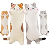 Long Cat Plush Pillow, Cute Stuffed Animal Kitten Soft Huggable Toy for Kids and Adults, 1pcs, 50cm/Orange