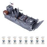 WW2 Military Landing Boat Ship Building Set, with 8 Navy Figures & Army Off Road Vehicle Car, Compatible with Lego 853792 Accessory, World War 2 Warship, 447Pcs