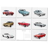 Classic Car Postcard Pack - Set of 8 Classic 1966 to 1973 Motor Pictures A6 - Vector Modern Art - Old Style Autos - Stunning Cool Eye Catching - Eco Friendly (No envs) - UK - Exclusive to Felicitas