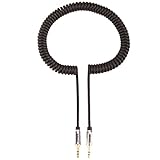 Duronic Aux Audio Cable 0.5m | 3.5mm Male-to-Male Jacks | Coiled Auxiliary Lead that Extends to 0.5 Metres | Extendable Cable for Music, Headphones, Tablets, MP3 Players, Smartphones, Car Headphones
