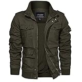 EKLENTSON Military Coats for Men Camping Windbreaker Cotton Winter Tactical Jakcet with 7 Pockets Army Green,L
