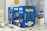 Easy4You HAPPY BUS Blue Bunk Children's Bed Baby with Mattress 115x145x210 cm Toddler Bed with Mattress Included