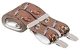 XL Brown Country Hunting Braces for Trousers 4 Clips 48 Inches Extra Long (XL (48 Inches Long), Brown)