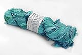 Vintageandyou 100g Recycled Sari Silk Ribbon Yarn, Jewelry Making Trim - Mint Blue