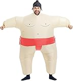 PixiPals RED SUMO Inflatable Sumo Wrestler Suit Costume for Adult Blow up Halloween Costume Christmas Party Fat Suit Fancy Families Member Game ADULT
