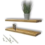 MKGT Set of 2 Rustic Handcrafted Floating Wall Shelf Oak Colour - Industrial Reclaimed for Kitchen Room Decor (Rustic Pine, 130cm)