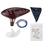 Alnicov Ocarina,12 Hole Alto C Ocarina with Getting Started Guide Display Stand and Protective Bag,Brown