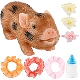 5 Inch Silicone Pig Doll - Soft Lifelike Mini Toy With Clothes Accessories for Kids Boys Girls Home Decor