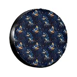 Starry Blue Bird Print Spare Tire Cover for Trailer Camper RV Truck SUV, Spare Tire Car Wheel Cover 14 inch for Diameter 23.62 - 27.16