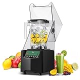 Huanyu Commercial Blender with Sound Enclosure 2L Capacity Quiet Professional Blenders Ice Blender Smoothie Maker 1000W High Performance Blenders for Ice Crushing, Smoothie and Purees