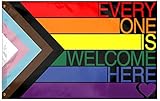 Rainbow Gay Pride LGBTQ+ Flag, 3x5ft Progress Gay Pride Banner for LGBT Party Parades, Carnivals, Festival Decorations and Celebrations