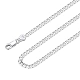 Suplight 925 Sterling Silver Cuban Chain Necklace for Men 20 Inch 3mm Solid Mens Silver Chains Men's Necklaces Gift for Husband Boyfriend Father Anniversary Birthday Christmas