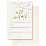 S&O Party Invitations! 25 Gold Foil Traditional Invitations with Envelopes, Wedding, Baby, & Bridal Shower Invite, Housewarming Birthday, and Girls Quinceanera Invite Cards for Every Celebration - 4x6