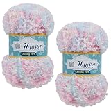 Uiopa 2 Skeins Faux Fur Yarn, 2 x 100g Teddy Fur Fluffy Wool, Polyester Eyelash Yarn Fluffy Chunky Wool for Crocheting Knitting Scarves Hats Bags Slippers DIY Crafts (Colorful)
