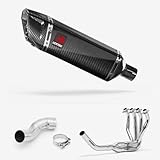 Lextek Carbon Fibre SP9C Gloss Exhaust System 300mm compatible with Kawasaki Z900