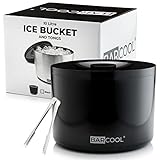Barcool Ice Bucket with Lid and Ice Tongs | 10 Litre | Round & Double Walled Insulation | Perfect for Home Bars, Pubs, Restaurants, BBQs and Picnics (Black)