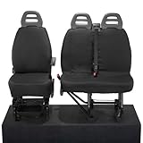 My Van Seat Covers | To Fit Peugeot Boxer Seat Covers 2006-2022 | Tailored Heavy Duty Waterproof | Front (NO Split Passenger Seat) Black - MVSC380B