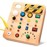 HappyGoLucky Wooden Busy Board 1 2 3 Year Old, Toddler Toys for 1 2 3 Year Old Boys Girls Gifts, Montessori Toys for 1-3 Year Old Sensory Toys for Autism, Educational Learning Toys