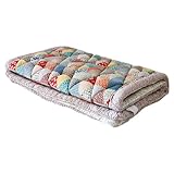 curfair Quilted Sofa Cover Bohemian Patchwork Non-slip Floral Print Soft Cotton Couch Floor Mat Slipcover Furniture Protector with Anti-slip Multicolor 3XL