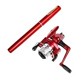 Generic Mini Fishing Rod Reel Combo, Telescopic Fishing Rod with Line, Mini Fishing Pole, for Outdoor Raft Saltwater Freshwater Sea, Red