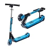 Xootz Kids' Elements Electric Foldable Scooter, LED Light Up Wheel and Collapsible Handlebars, Age 6+, Blue