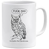 Acen Irritable Owl Syndrome Mug | Funny Owl Mug | Sarcastic Rude Mug for Men and Women | Novelty Mug for Coffee Lovers | Humorous Owl Gift | Dishwasher and Microwave Safe