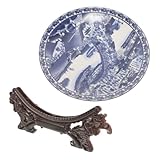 MAGICLULU Blue and Porcelain Decorative Plate with Stand Classic Chinese Jingdezhen Style Ceramic Ornament for Home Decor Elegant Display Plate for Table Cabinet