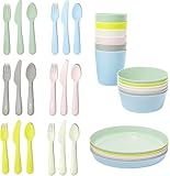 Ikea Kalas BPA Free Plastic Kids Tableware Set - Bowl, Plate, Cup and Cutlery - Pastel Colours