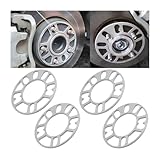 JNNJ 4 Pieces Universal Rim Spacers, Aluminum Alloy Wheel Spacers Shims Plate Universal Replacement, Modified Widened Wheel Hub Gaskets, Fit for Auto Wheel Preventing Tire Rubbing(5mm)