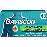 Gaviscon Peppermint Heartburn & Indigestion Relief, 48 Tablets - Fast-Acting, Soothing Formula for Digestive Comfort, Chewable, Long-Lasting, Trusted Brand, Packaging may vary