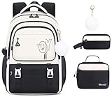 Poznjo College Backpack Laptop Backpacks for Men Women Middle High School Book Bag For Teens Travel Daypack, Black, L, College Backpack Laptop Backpacks 15.6 Inch for Men Women