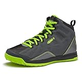 AND1 Showout Girls & Boys Basketball Shoes Kids, Boys High Top Sneakers, Youth Size 1 to 7 Kids Basketball Shoes Boys, Dark Grey/Black/Light Green, 1 Little Kid