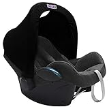 Dooky Hoody Cover for Baby Car Seat/ Pram/ Stroller/ Pushchair, Universal Fit, Protects from Sun, Wind and Light Rain, UPF 50+ UV Protection, Easy to Install and Wash, Plain Black