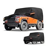 Partuto All-Weather Waterproof Car Cover - UV-Resistant Outdoor Full Exterior Protection for Land Rover Defender 90 2020-2025 Black with Right Side Zipper