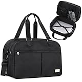 Outplea 23-35L Expandable Travel Bag, Multi-Pocket Weekend Hand Luggage Duffel Bags, Waterproof Overnight Maternity Hospital Bag, Black