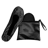 JJ PRIME - After Party Shoes with Foldable Bag Foldable Ballet Pumps Roll up Foldable Pumps (5/6 UK, Black)