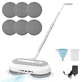 DEWINNER Cordless Electric Mop with 2.0 Ah Battery and Charger,Dual Spin Floor Polisher with 300ML Water Tank & Headlight, 120 L/H Compact Cleaner Kit, for Patio Cleaning and Washing