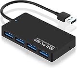 REALMAX® USB HUB 3.0 Powered Ultra Slim 4 Ports Super Speed Mini Smart Charger Charging Port Compact External AC Power Adapter Mac Mini, PC, Laptops