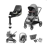 Maxi-Cosi Zelia S Trio 3-in-1 Travel System, FamilyFix 360 Base Bundle - Baby Pushchair Travel System incl. CabrioFix S i-Size Car Seat, 0-4 Years, Up to 22 kg, Grey + FamilyFix 360 Swivel Base, Black