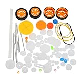 sourcing map Plastic Gears Set Small Motor Package Kit Module 0.5 for DC Motor DIY Accessories Model Toys RC Car Robot with Wheels and Belt Pack of 78