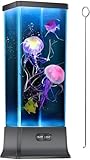 COLORLIFE Cool Jellyfish Tank Aquarium Lamp Night Mood Light for Birthday Holiday Christmas Gifts for Boys Girls Men Wome Home Office Decoration Relaxion