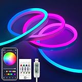 iNextStation Neon LED Strip Light 2m, 5V USB RGBIC Neon Rope Light with Remote Bluetooth APP Control, Colour Changing, Music Sync, for Bedroom Kitchen Party Indoor Outdoor Decor